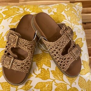 a new day Tan Woven Buckle Sandals